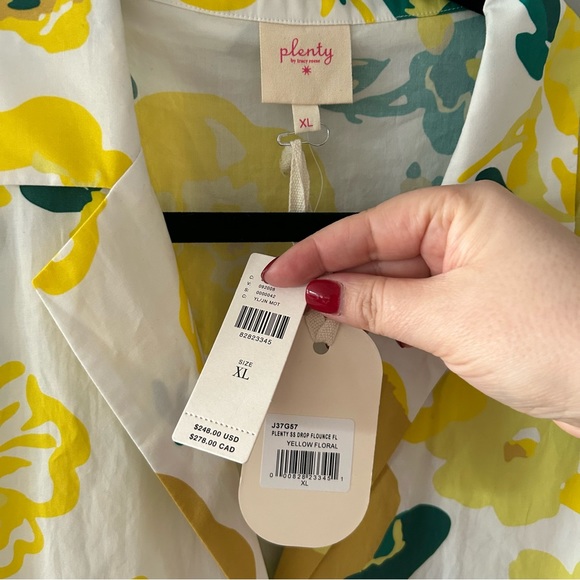 NWT Anthropologie Plenty Tracy Reese Flounce Floral Shirt Dress Drop Waist - Picture 5 of 5